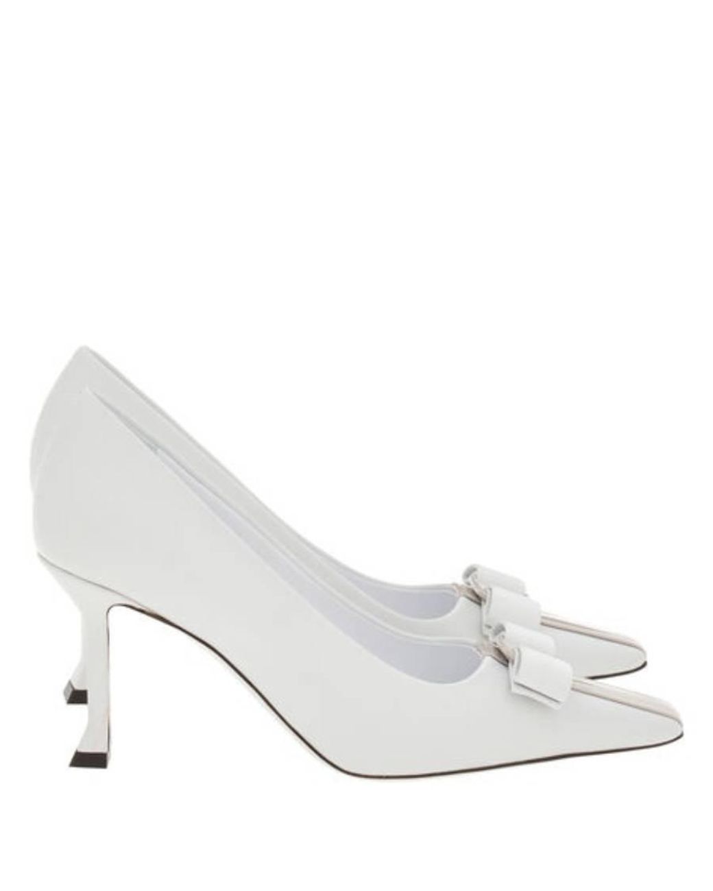 Ferragamo White Siwar 85 Vara Bow Pumps