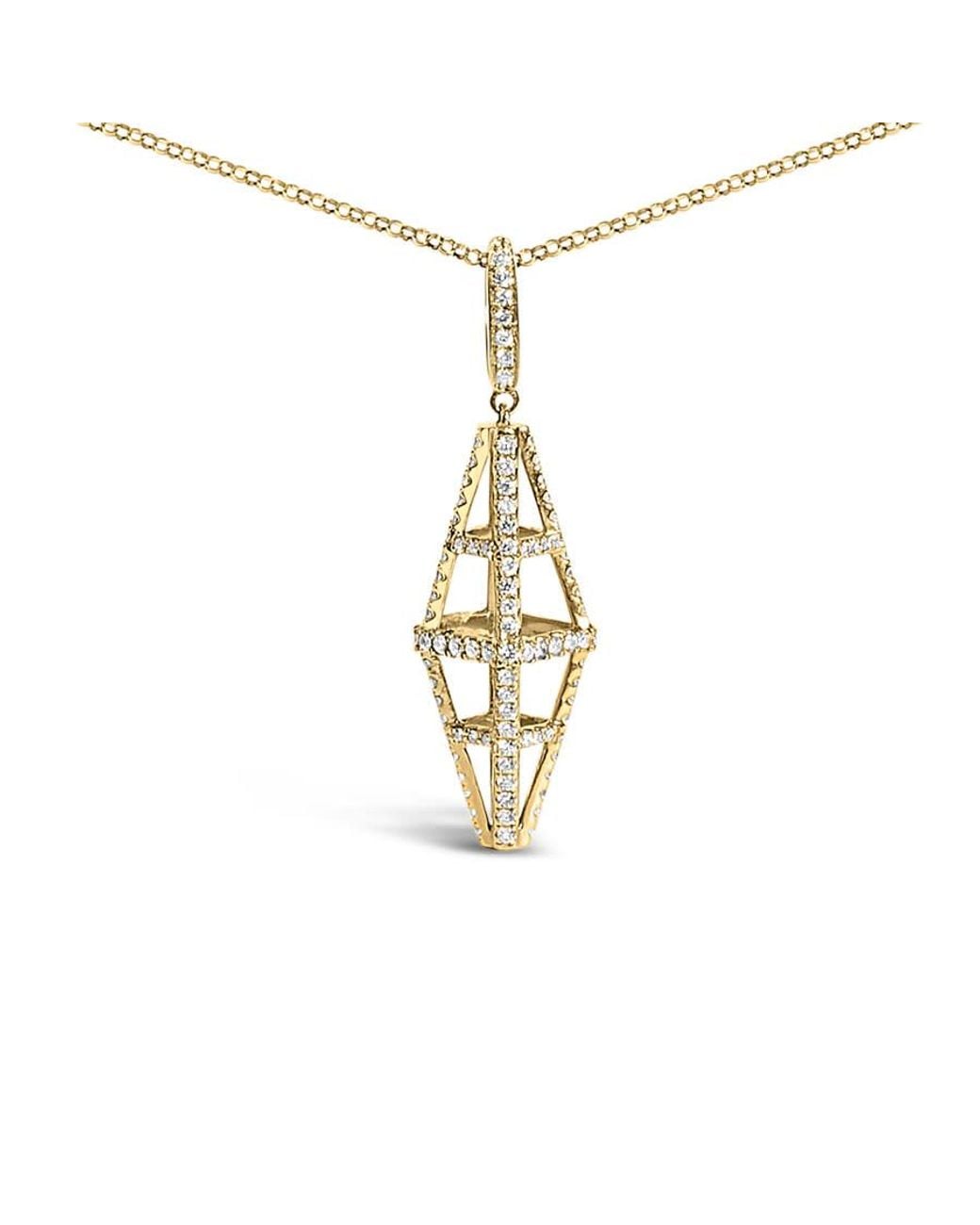 Haus of Brilliance White 14K 1.0 Cttw Diamond Studded Geometric Double Pyramid 18" Pendant Necklace for men