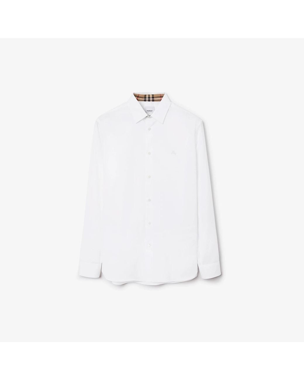Burberry White Classic Fit Stretch Cotton Shirt for men