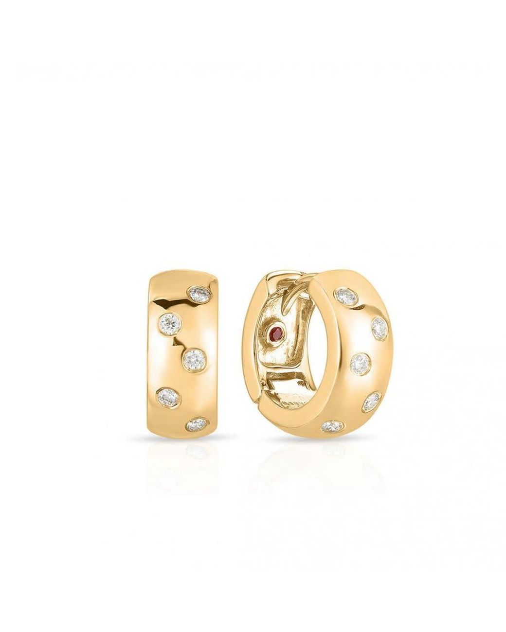 Roberto Coin Metallic Diamond huggie Yellow Gold Earrings for men