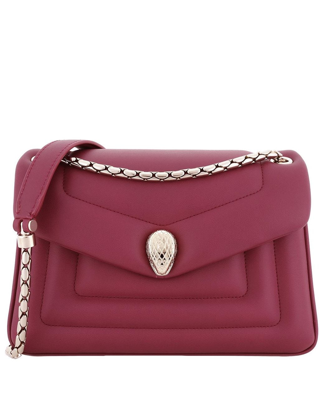 BVLGARI Purple Serpenti Reverse Leather Shoulder Bag