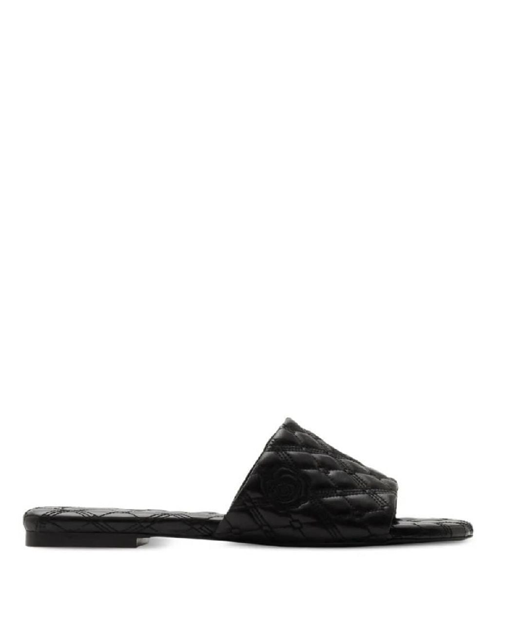 Burberry Black Quilted Leather Slides, Brand Size 38.5 Us