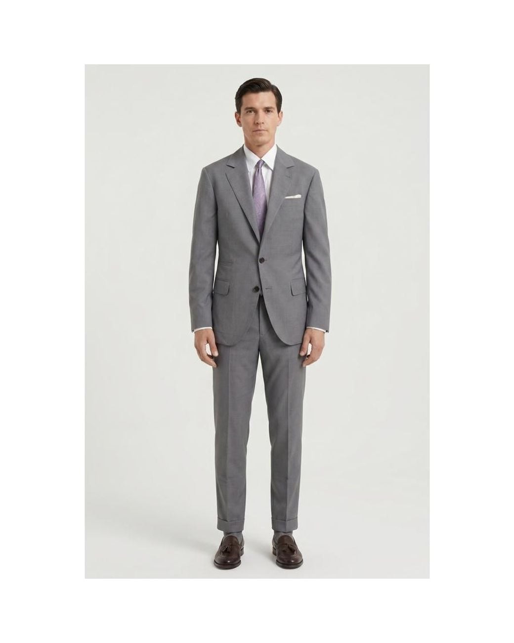 Brunello Cucinelli Gray Light Wool Silk Suit, Brand Size 54 (Us for men
