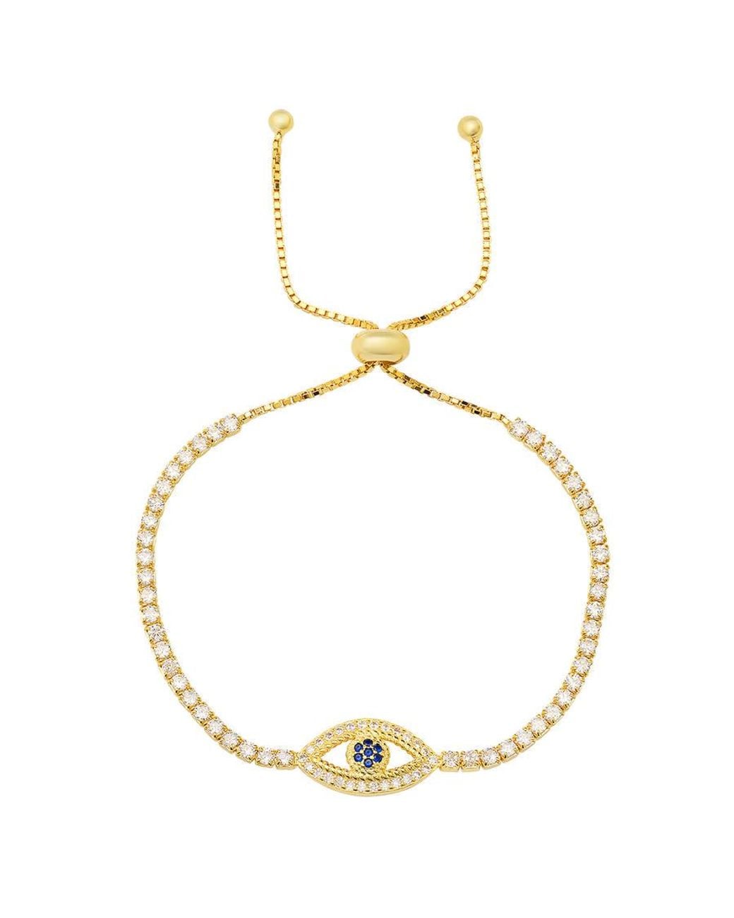 Kylie Harper Metallic 14K Over Cubic Zirconia Cz Evil Eye Adjustable Bracelet for men