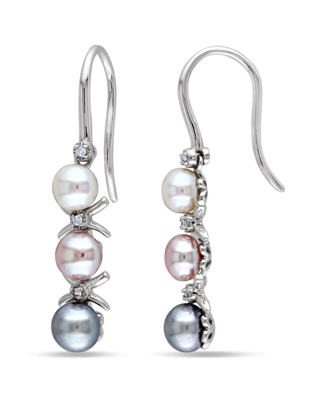 Amour White And Cultured Freshwater Pearl And Diamond Drop Earrings for men