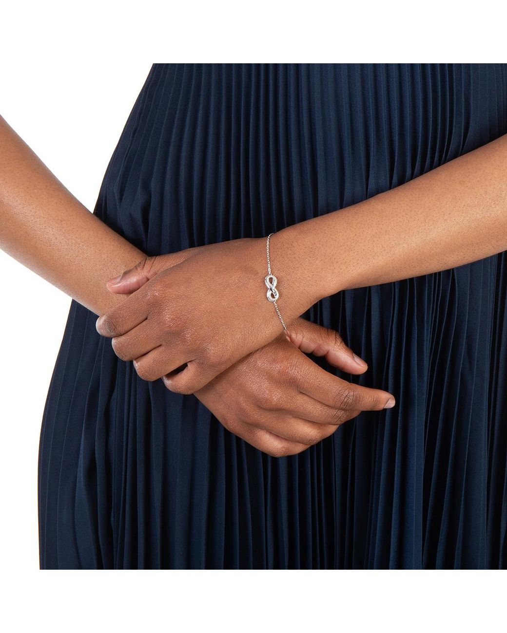 Swarovski Metallic Ladies Hyperbola Infinity Bracelet, Size Medium for men