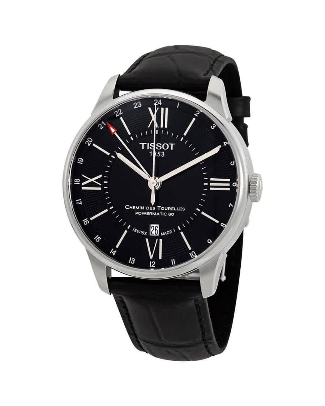 Tissot Leather Chemin Des Tourelles Automatic Black Dial Watch 00 for Men -  Lyst