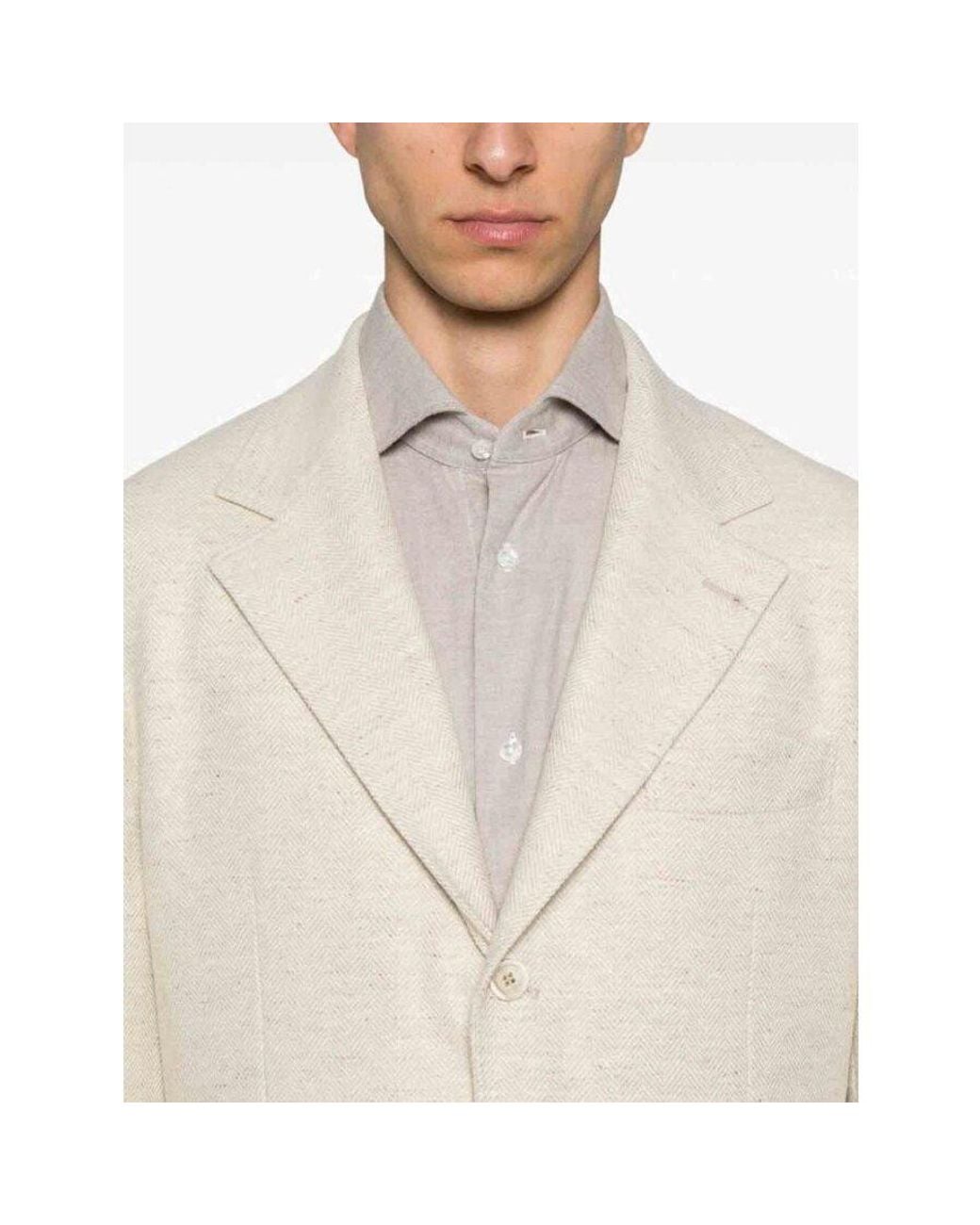 Brunello Cucinelli White Butter Deconstructed Blazer, Brand Size 46 (Us for men