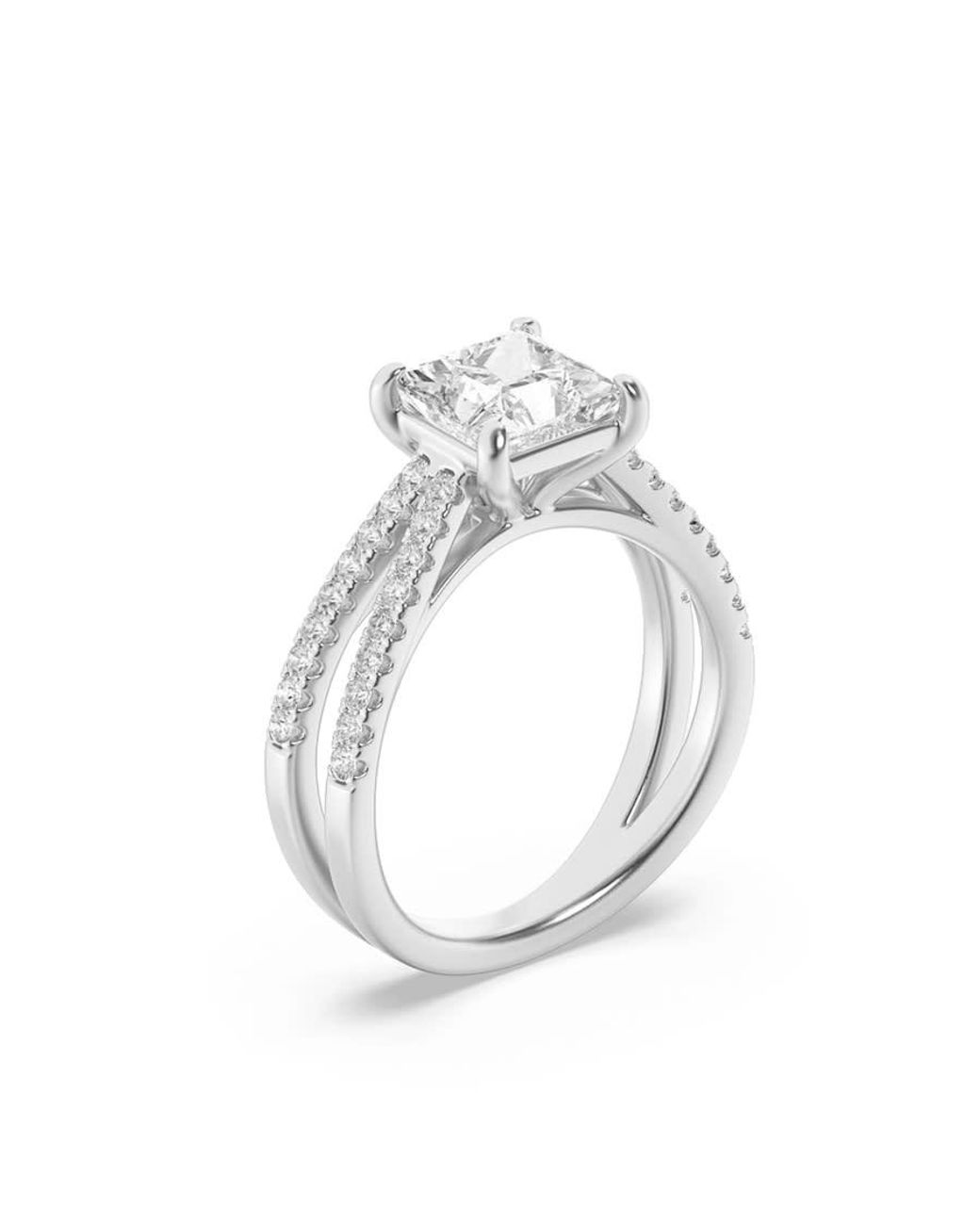 Mure And Co White 2Ctw Princess Shaped Lab Grown Diamond (F/Vs) Cross Shank Accented Engagement Ring for men