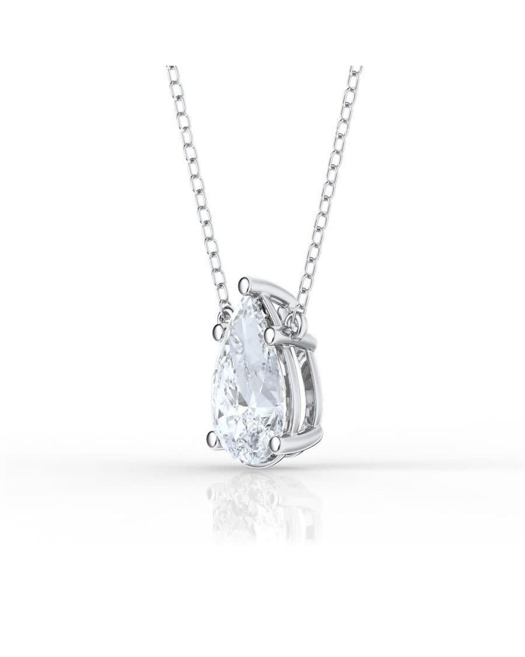 Brilliant Diamond Metallic 2 Carat Pear Lab Grown Diamond Pendant Necklace for men