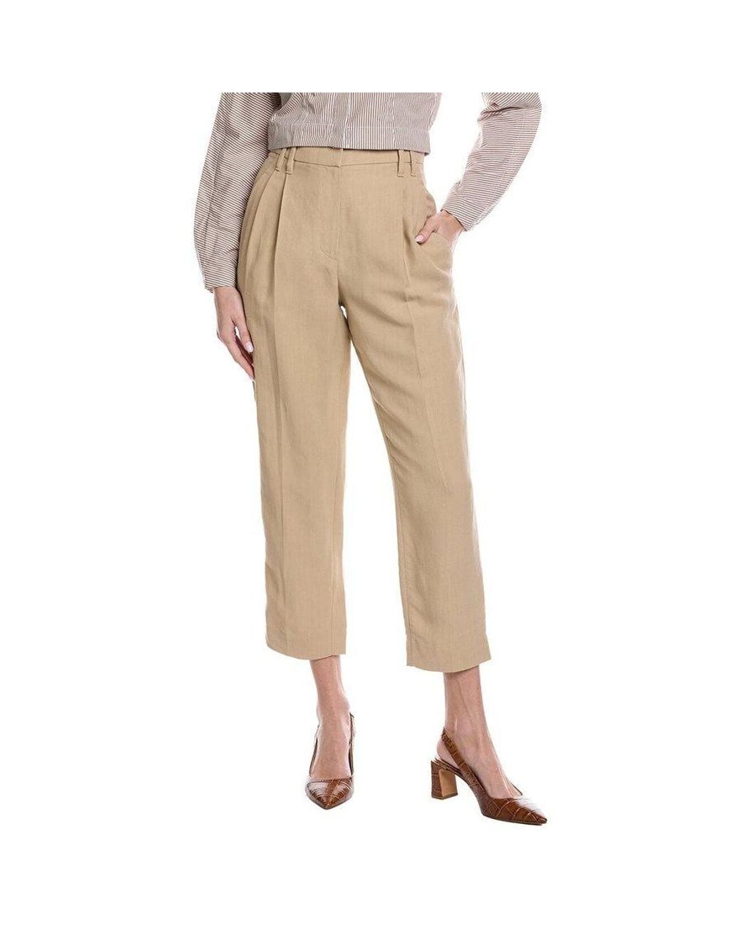 Brunello Cucinelli Natural Linen Blend Cropped Trousers, Brand Size 38 (Us for men