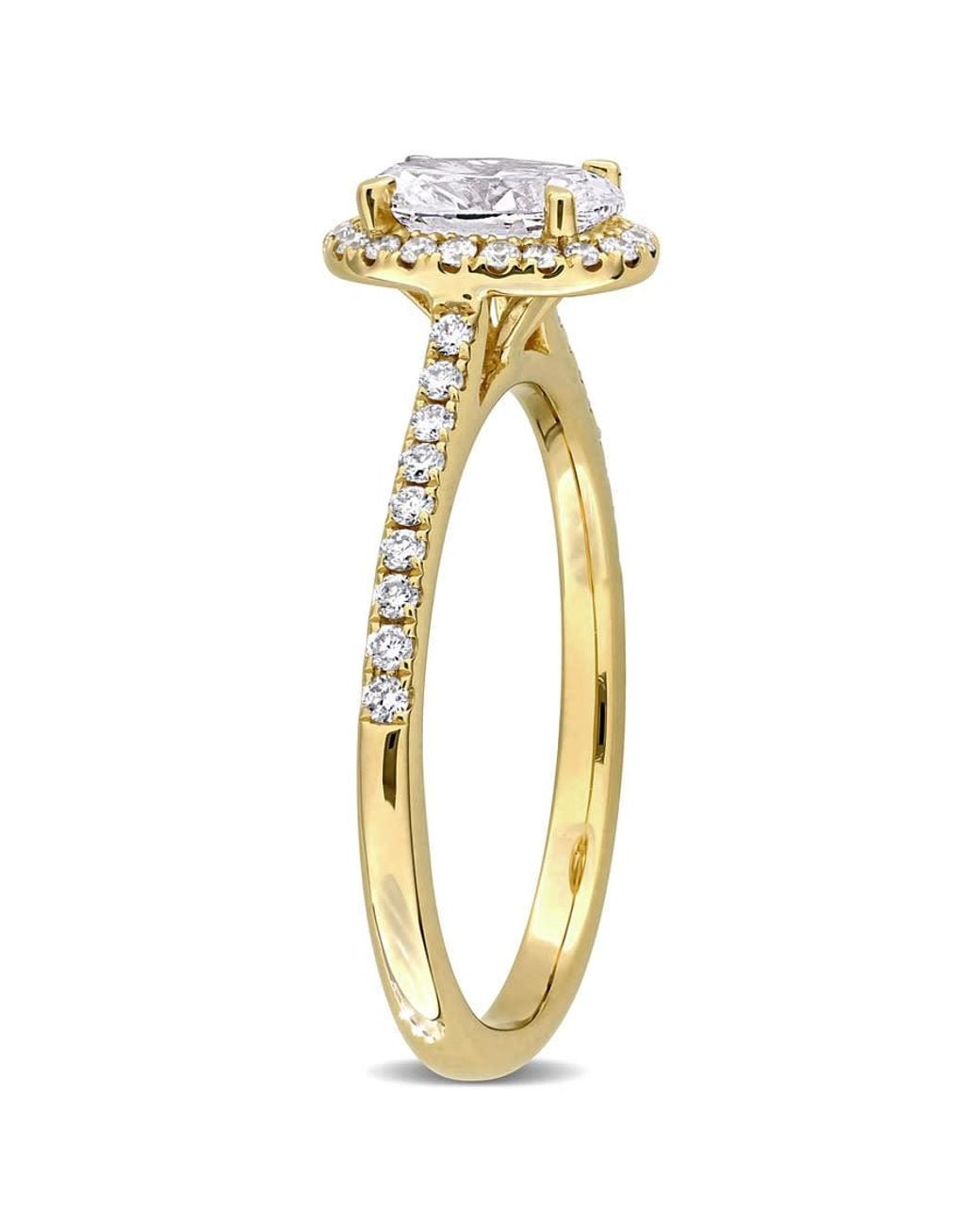 Created Forever Metallic 1Ct Tw Oval And Round-Cut Lab-Grown Diamond Halo Engagement Ring for men