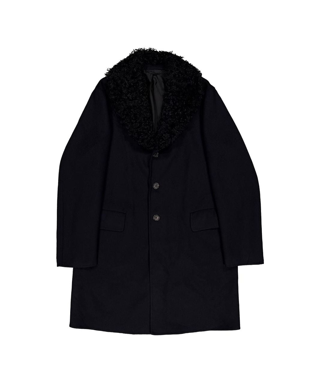 Roberto Cavalli Black Midnight Wool Coat With Leather Trim, Brand Size 50 Us for men