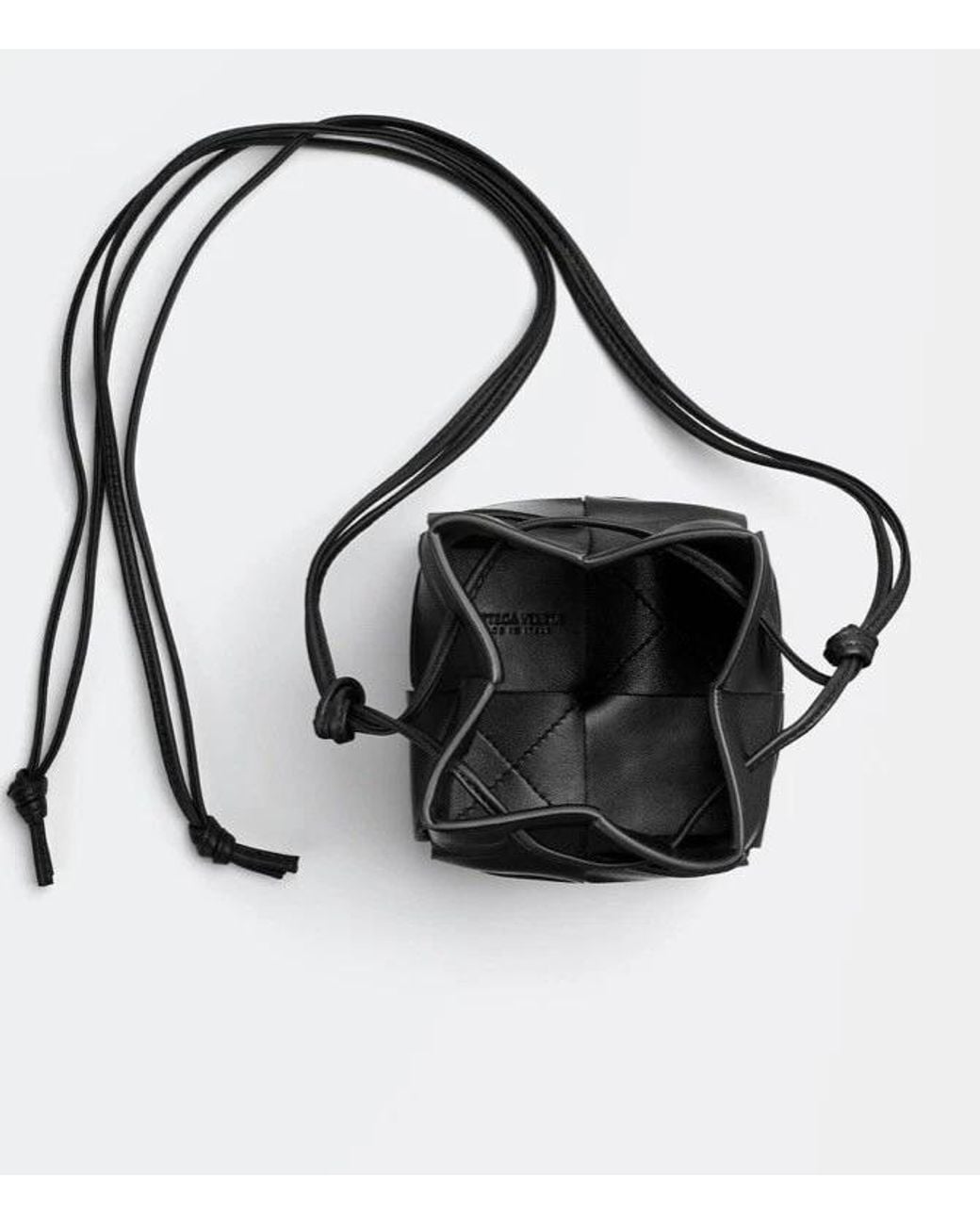 Bottega Veneta Black Mini Intreccio Leather Bucket Bag for men