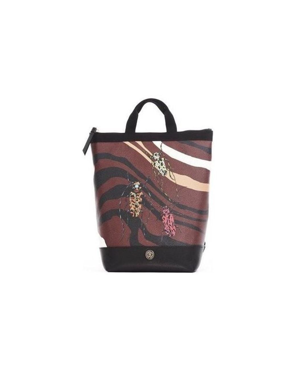 Roberto Cavalli Purple Printed Leather Backpack for men