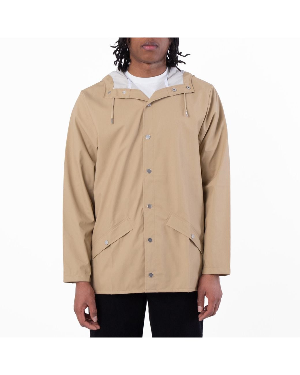Rains Natural Sand Waterproof Hooded Rain Jacket for men
