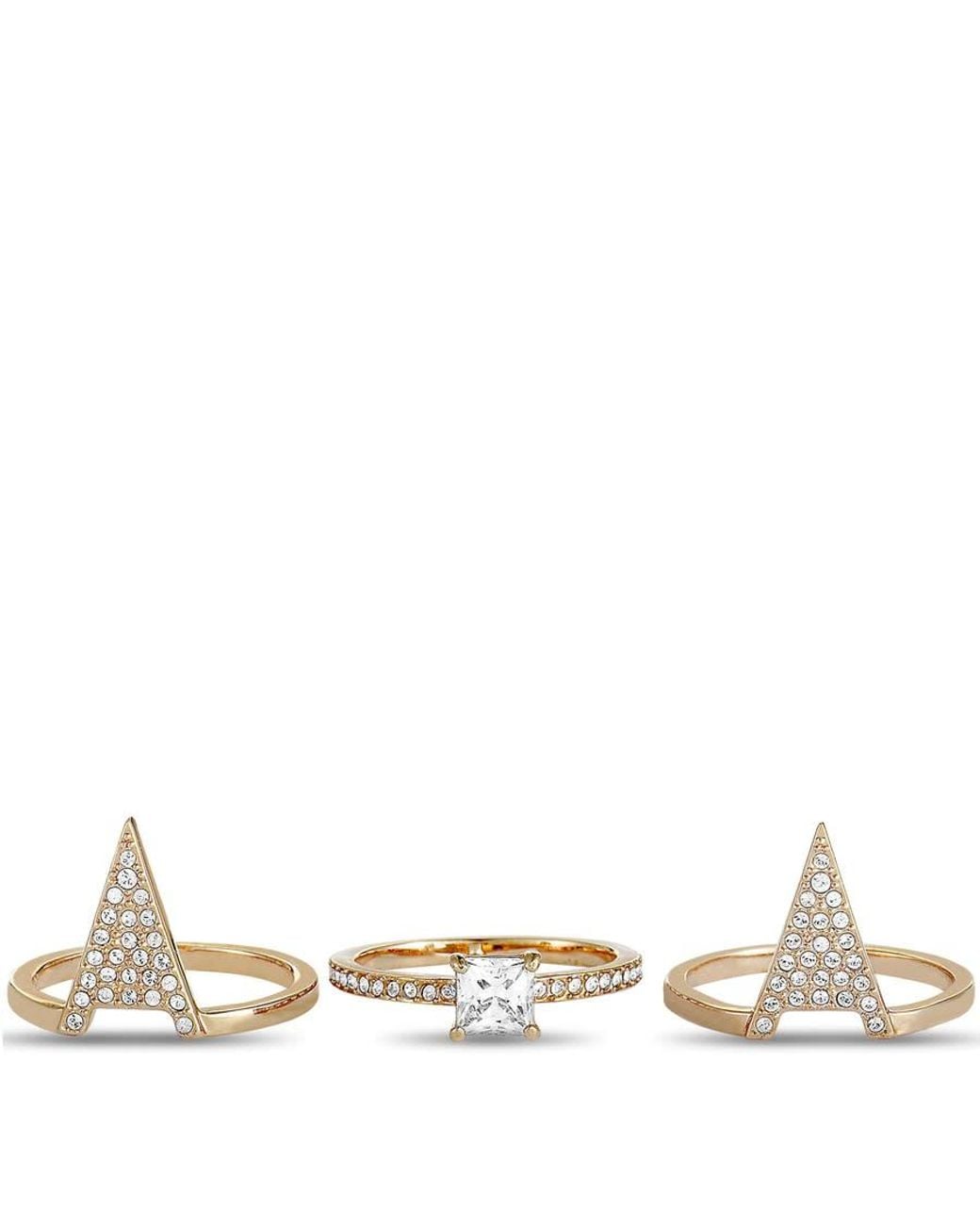 Swarovski Metallic Funk Rose Plated And Crystal Three Ring Set for men