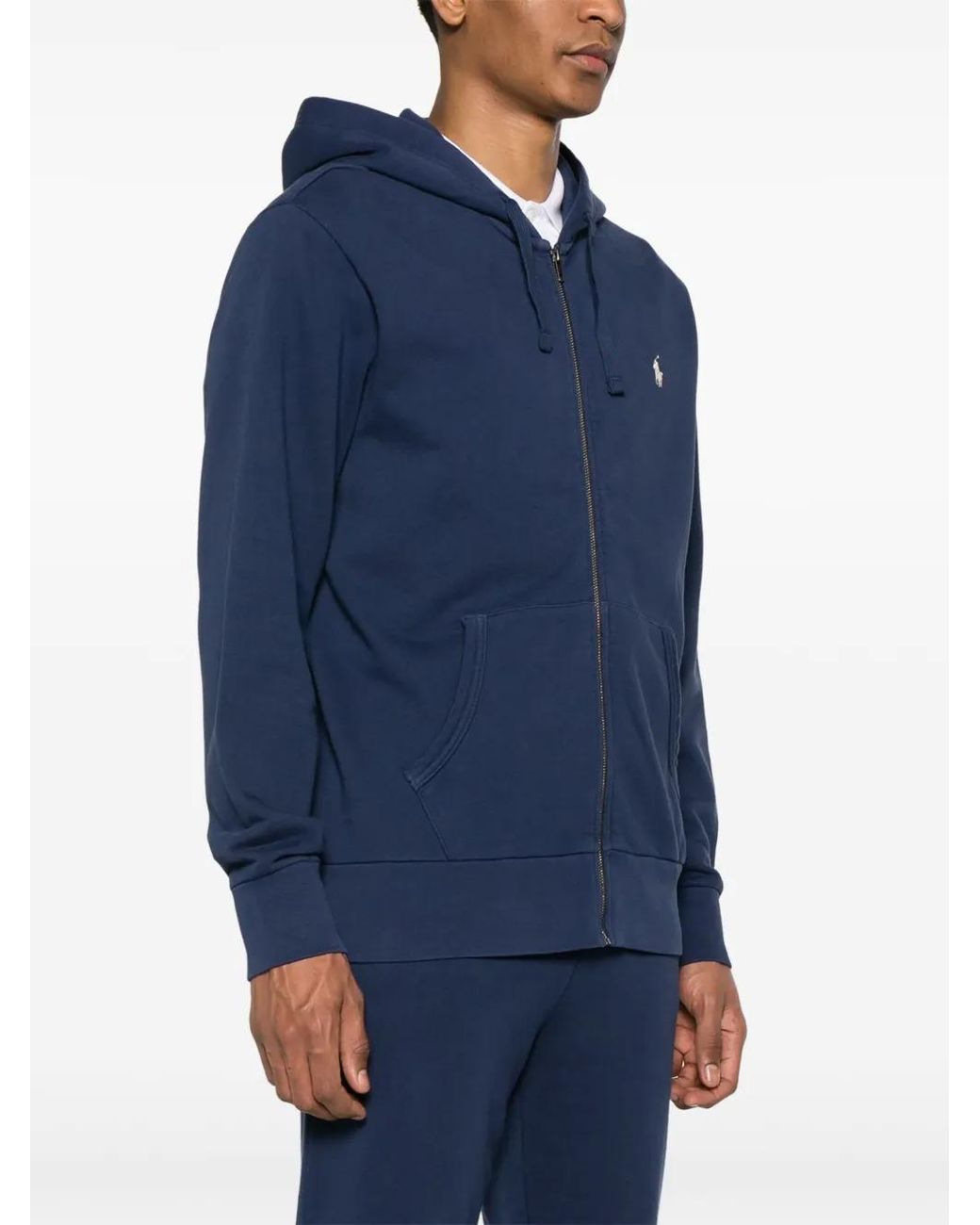 Polo Ralph Lauren Blue Loopback Terry Full Zip Hoodie for men