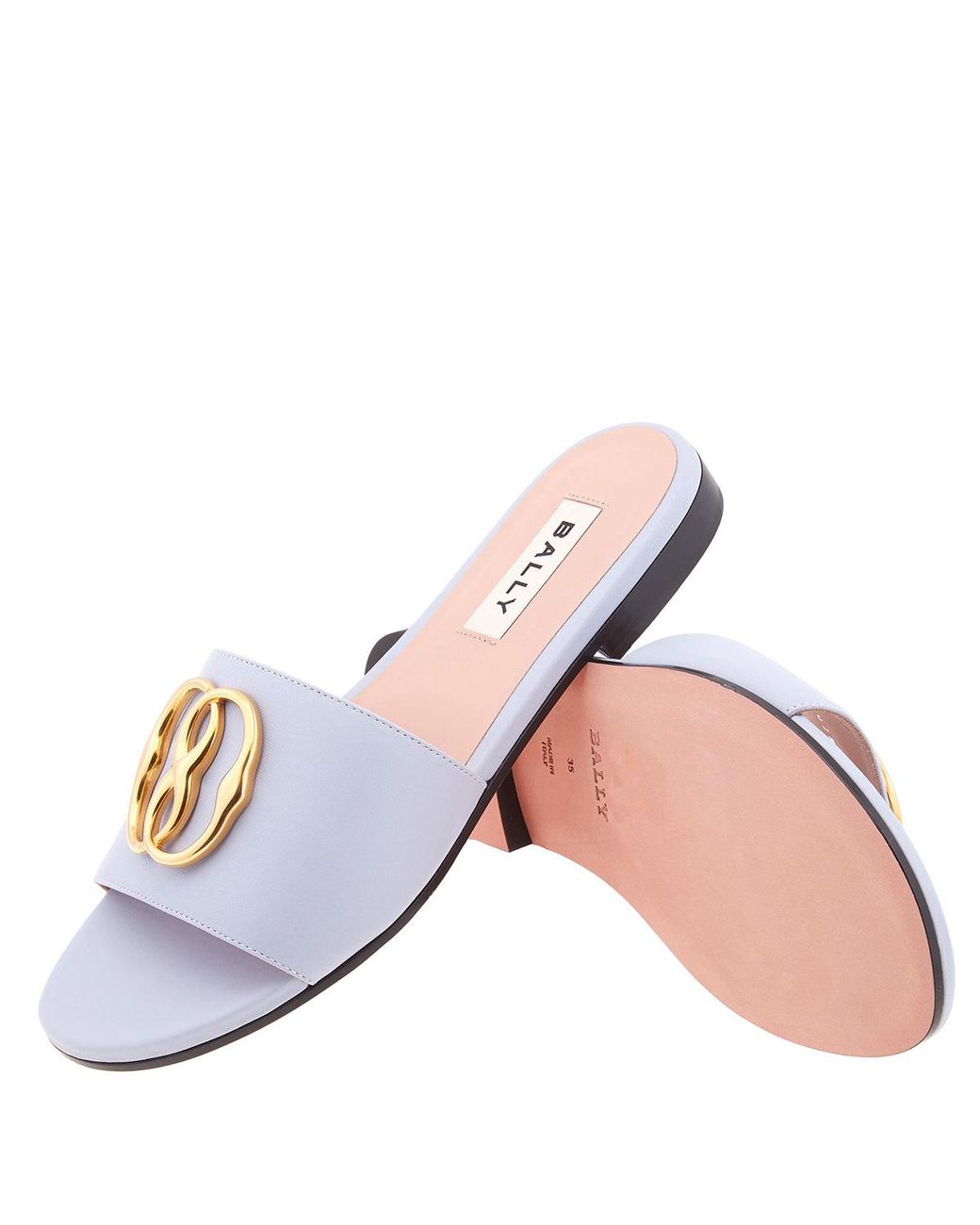 Bally Multicolor Emblem-Plaque Leather Slides, Brand Size 35 Us Size 4.5