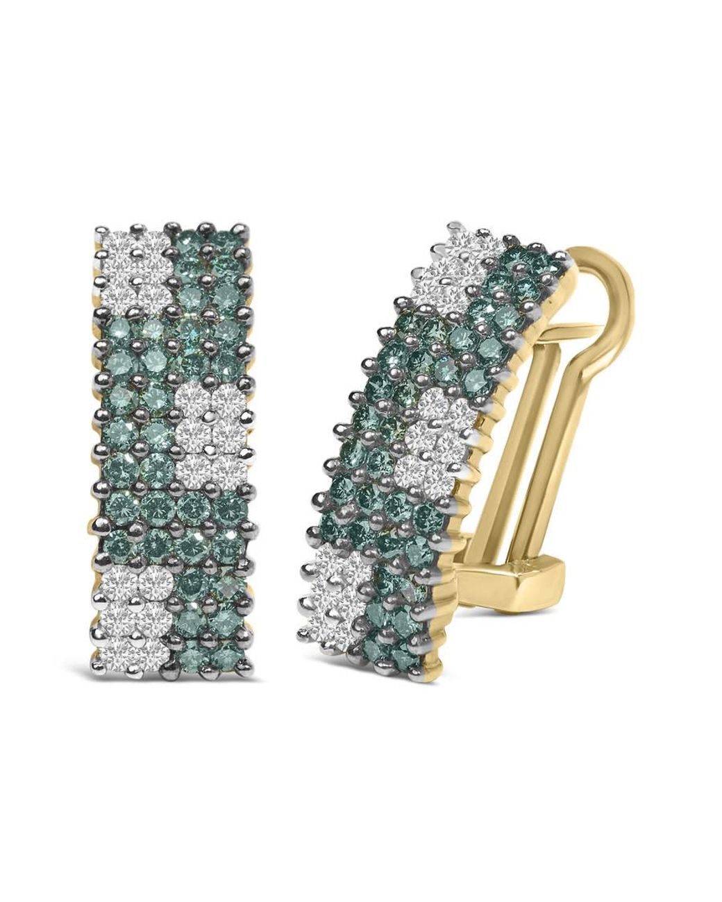 Haus of Brilliance Metallic 14K 2.00 Cttw And Treated Diamond Four-Row Pav Omegaback Earrings for men