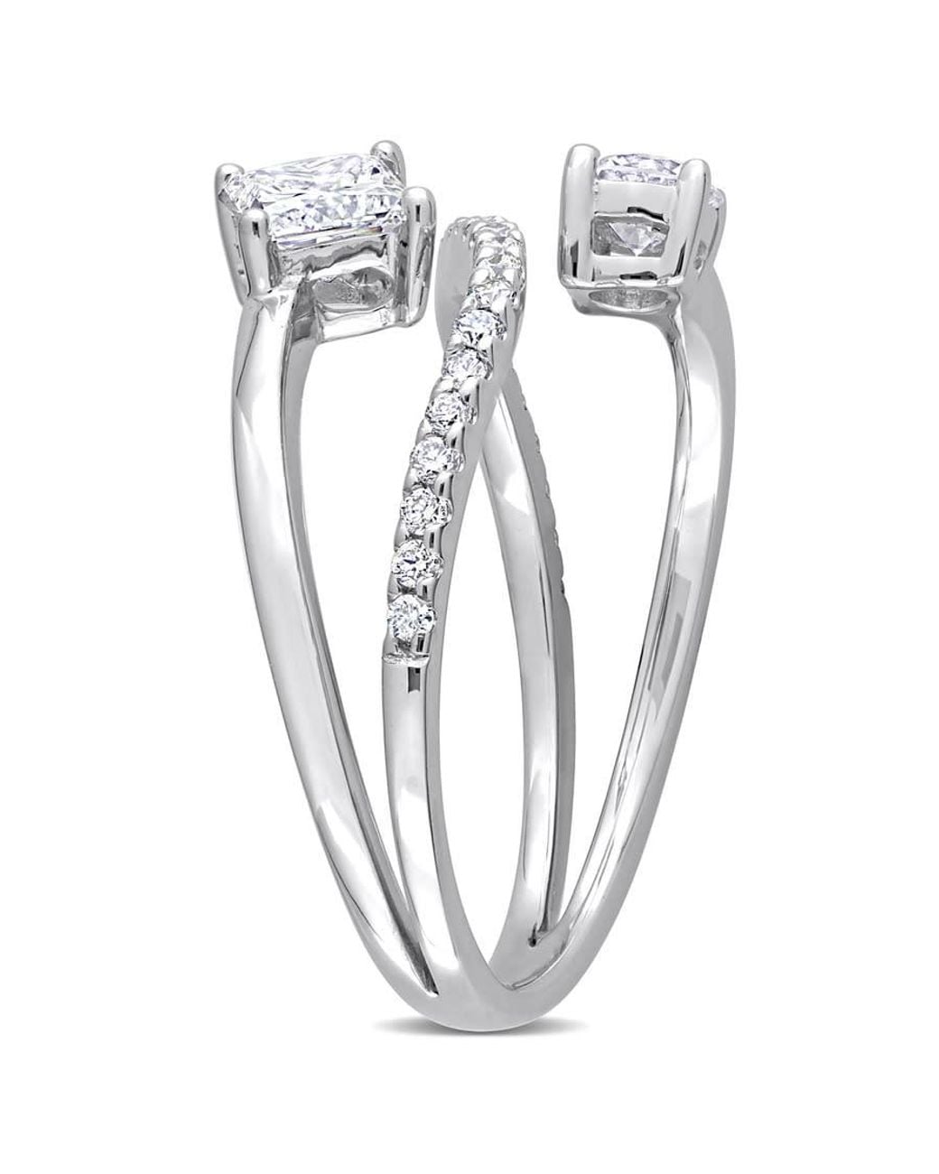 Created Forever Metallic 4/5 Ct Tw Princess & Round Lab Created Diamond 2-Stone Bypass Crossover Ring for men