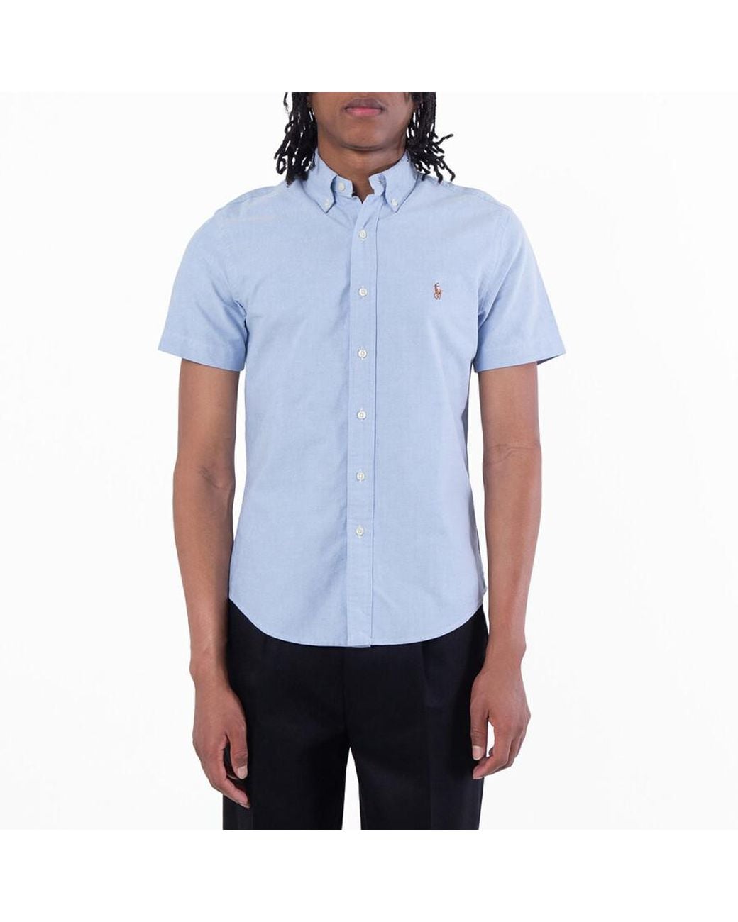 Polo Ralph Lauren Custom Fit Oxford Shirt in Blue for Men | Lyst