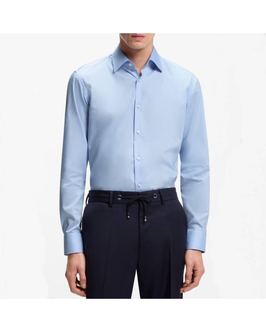 Boss Blue Joe-Kent Cotton Poplin Regular-Fit Shirt, Brand Size 38 (Neck for men