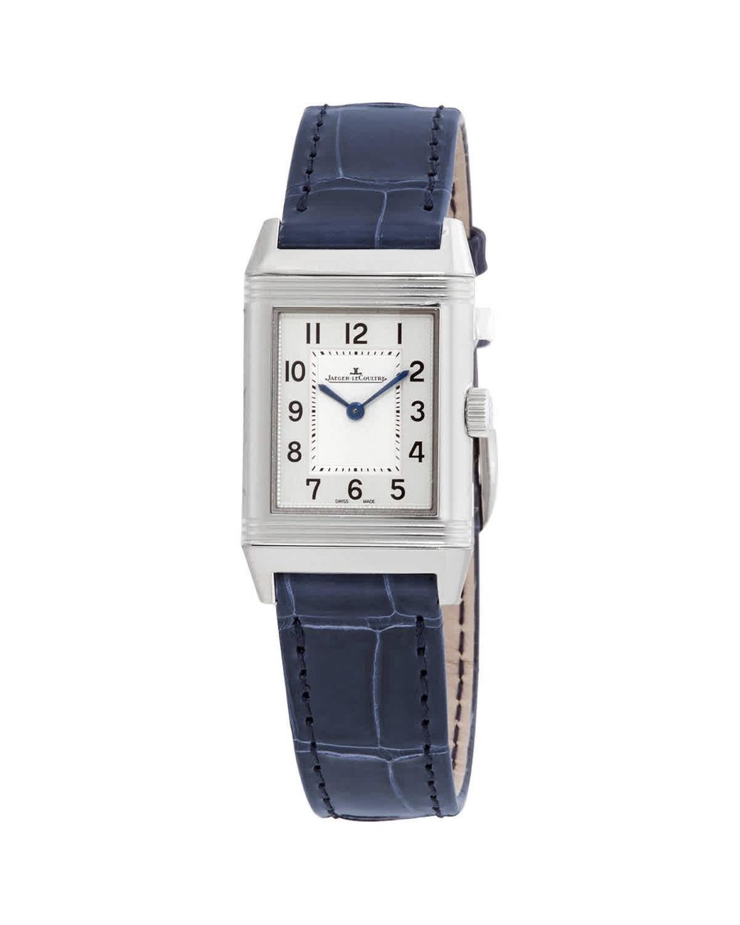 Jaegerlecoultre Reverso Quartz Silver Dial Watch in Blue Lyst