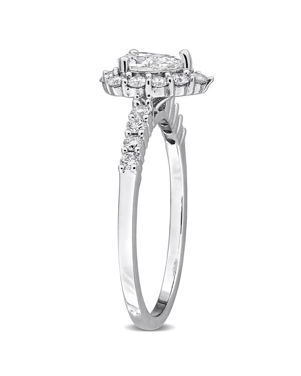 Created Forever Metallic 3/4Ct Tw Pear-Shaped Lab-Grown Diamond Halo Engagement Ring for men