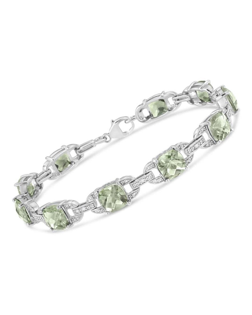 Haus of Brilliance Metallic 925 Sterling 7X7 Mm Cushion Cut Amethyst And 1/20 Cttw Diamond Fashion Tennis Bracelet for men