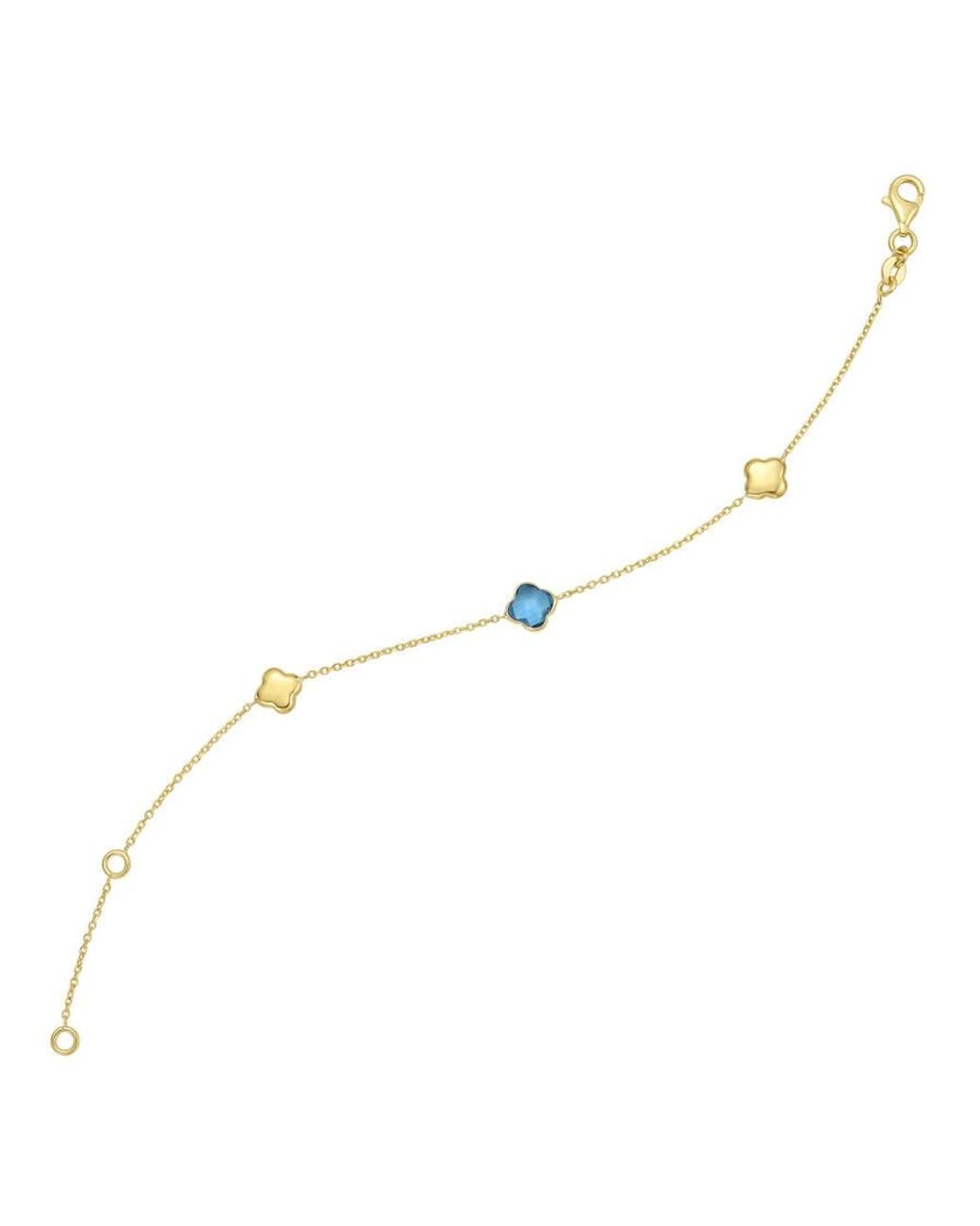 Kylie Harper Metallic Ladies 14K Swiss Topaz Clover Gemstone Station Bracelet for men