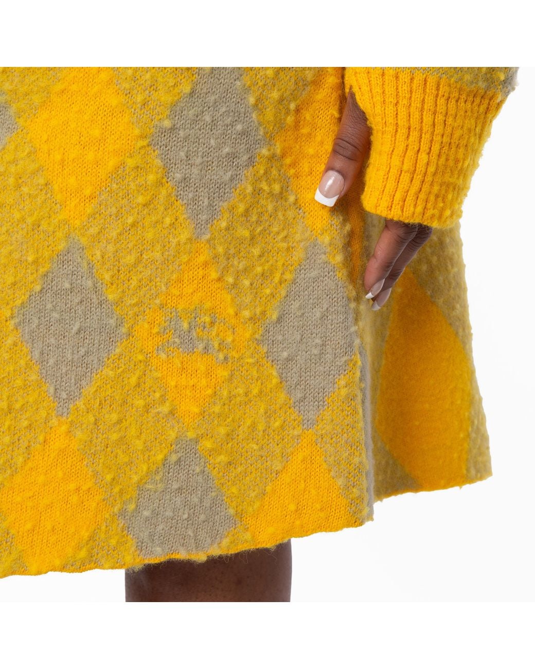 Burberry Yellow Argyle Knee Length Wool Skirt