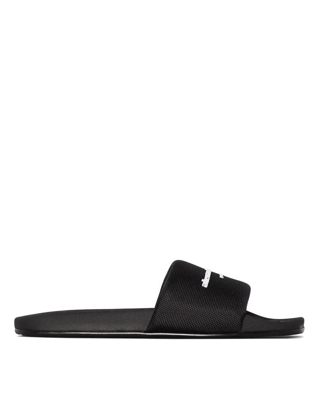 T By Alexander Wang Black Logo-Print Flat Slides, Brand Size 40 for men