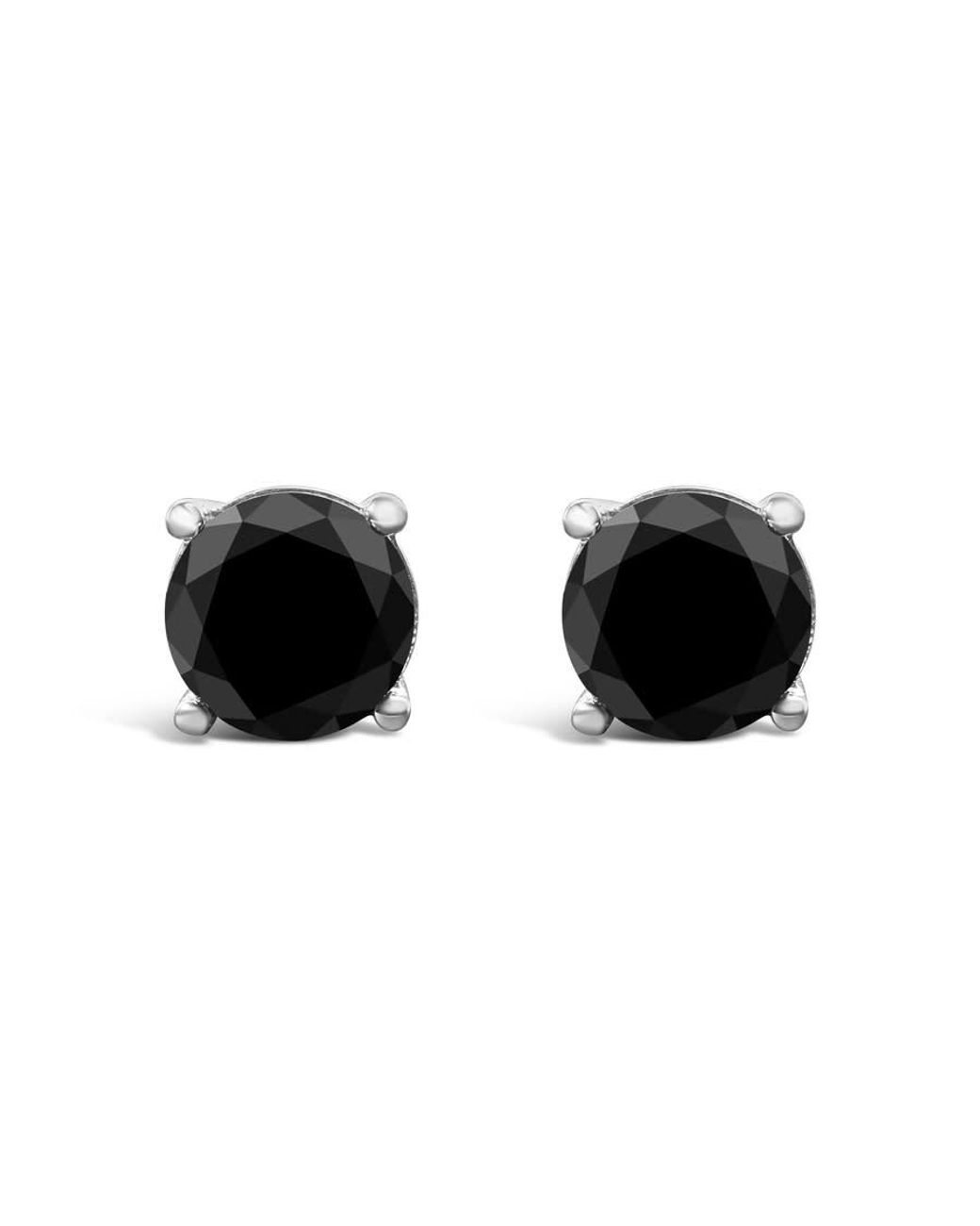 Haus of Brilliance Black 14K 6.00 Cttw Round Brilliant-Cut Diamond Classic 4-Prong Stud Earrings for men