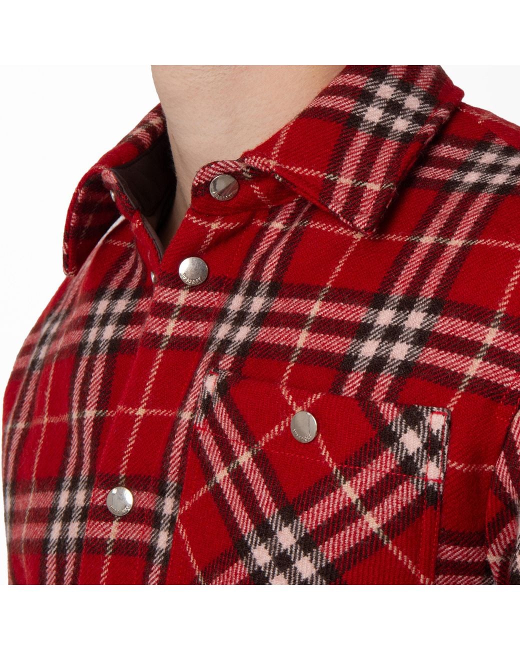 Burberry Red Check Wool Flannel Overshirt for men