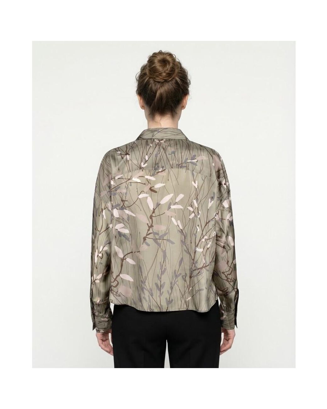 Brunello Cucinelli Gray Silk Floral Shirt, Size X-Large for men