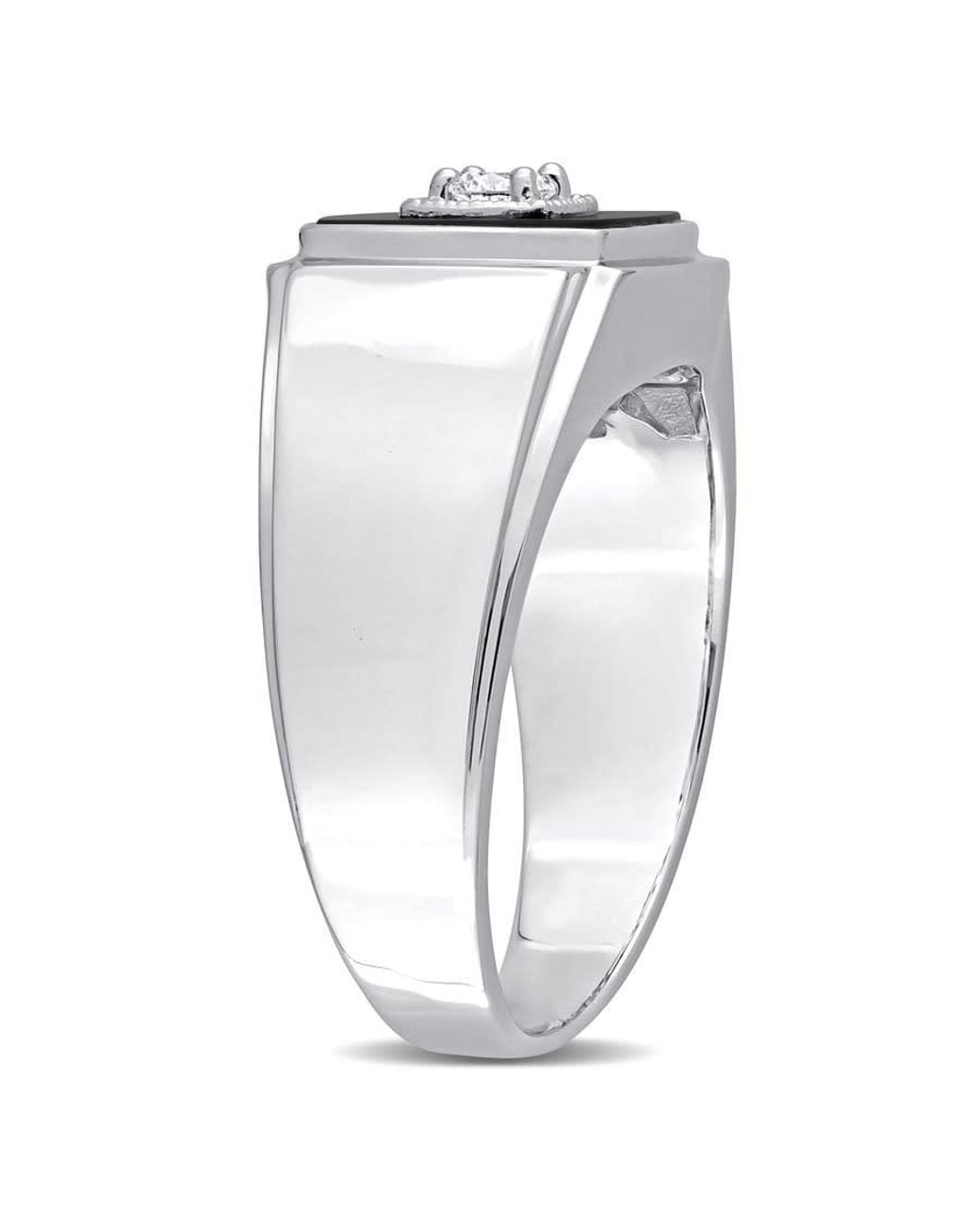 Amour Metallic 2 1/3 Ct Tgw Square Onyx And 1/6 Ct Tw Diamond Ring for men