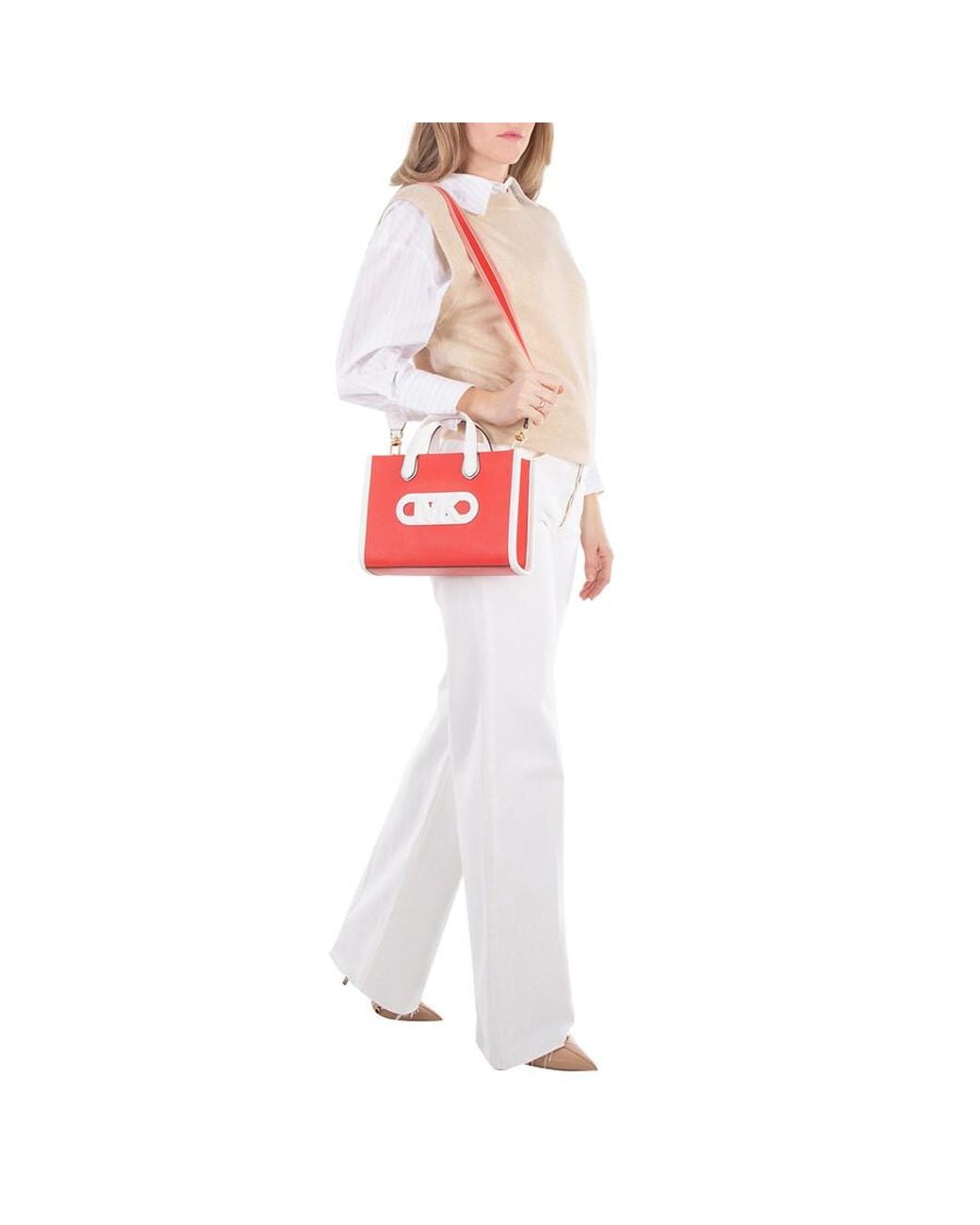 Michael Kors Red Gigi Small Embossed Leather Messenger Bag