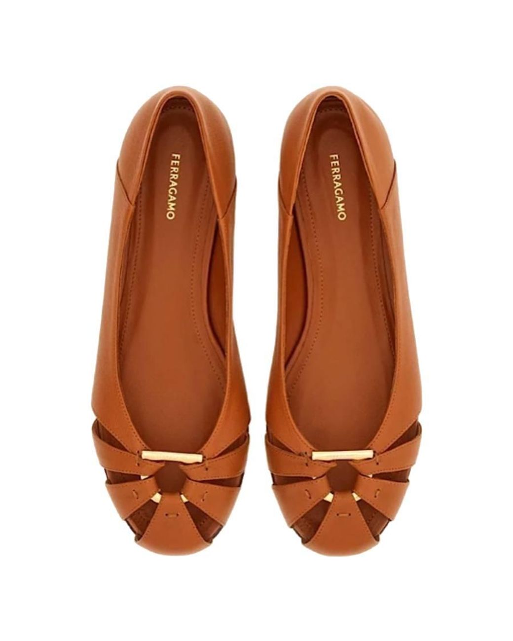 Ferragamo Brown Aurelie Gancini Ornament Ballet Flats