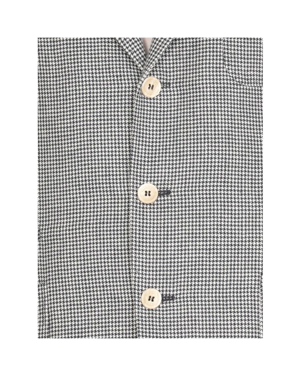 Brunello Cucinelli White Checkered Deconstructed Blazer, Brand Size 48 (Us for men