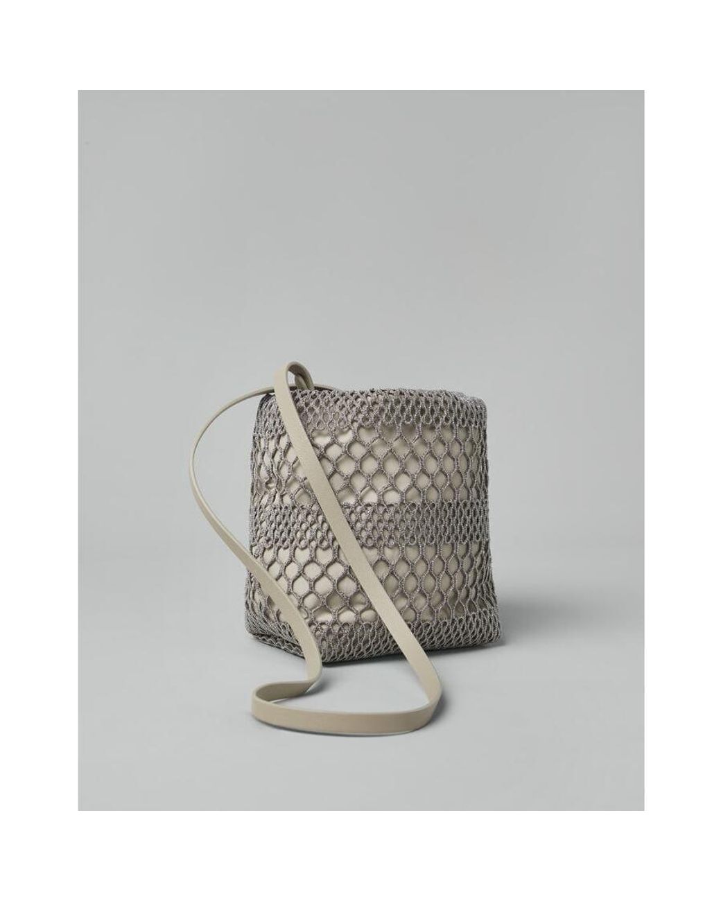 Brunello Cucinelli Gray Mesh Pouch Bag for men