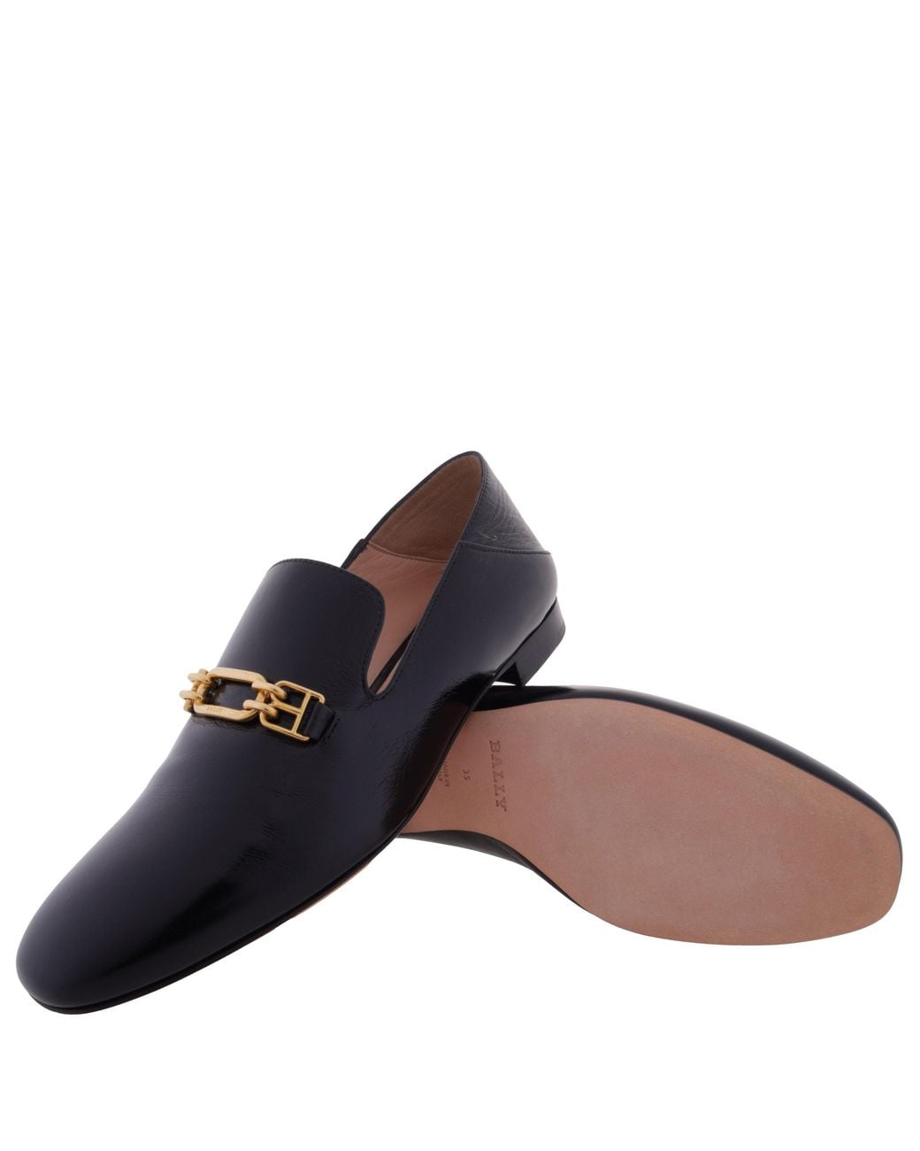 Bally Black Darcie Leather Slip-On Loafers, Brand Size 35 Us