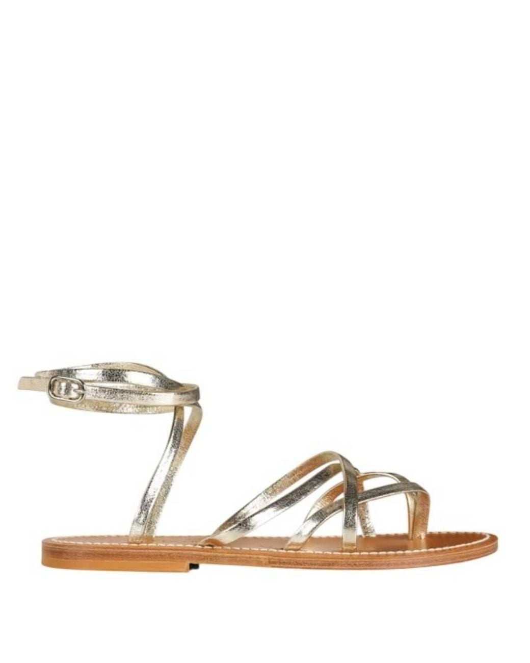 K. Jacques Brown Metallic Leather Zenobie Flat Sandals, Brand Size 37 (Us