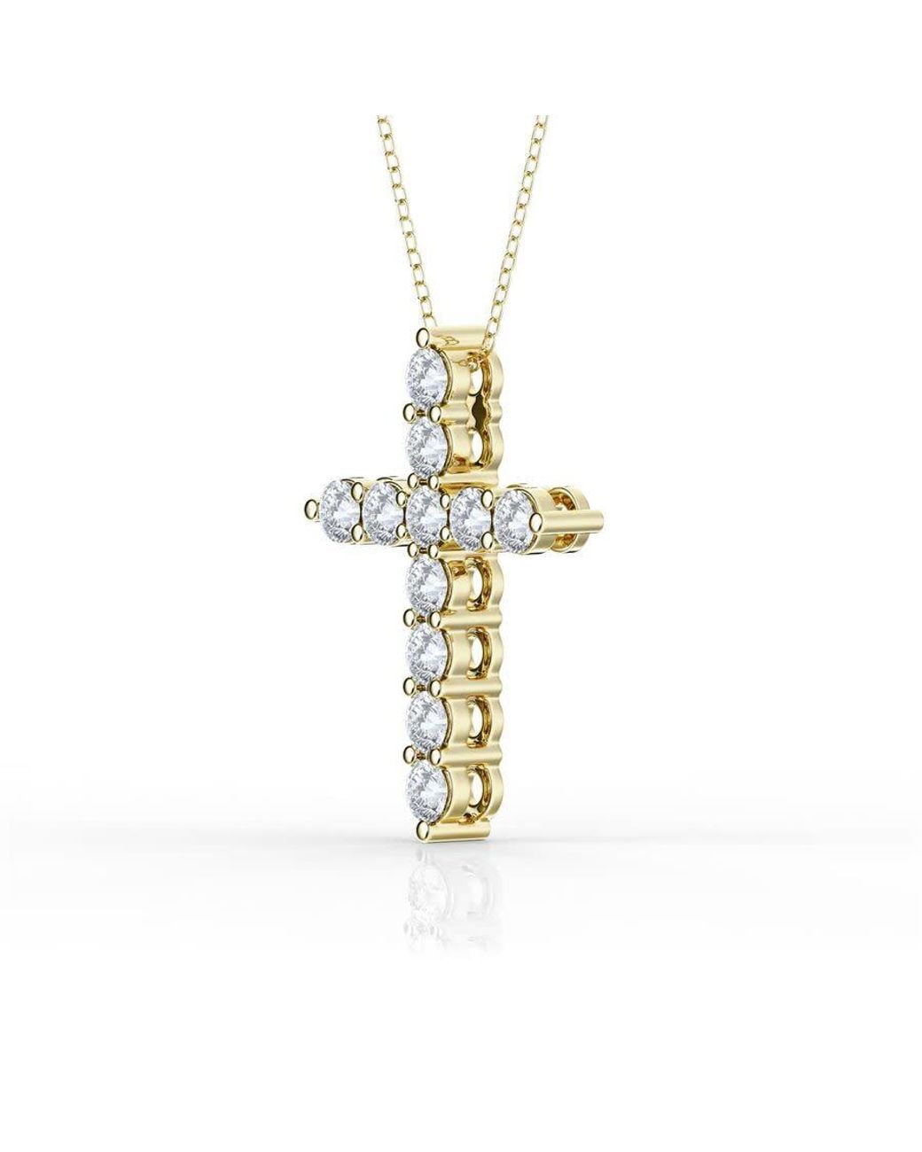 Brilliant Diamond Metallic 2 Carat Lab Grown Diamond Cross Pendant Necklace for men
