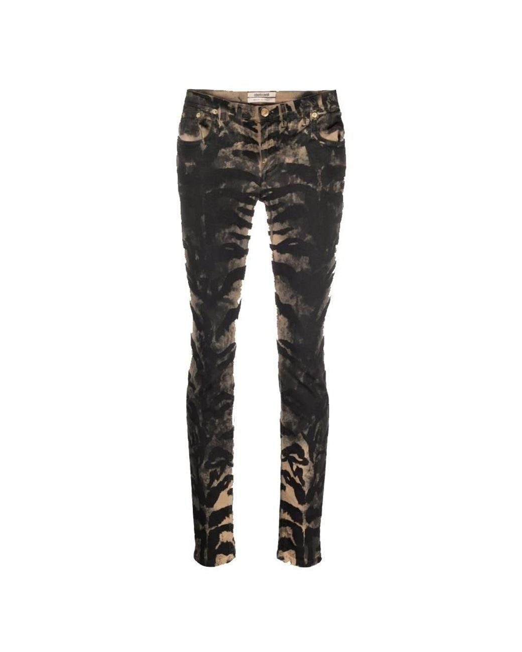 Roberto Cavalli Black Tiger Print Skinny Jeans, Brand Size 38 Us for men