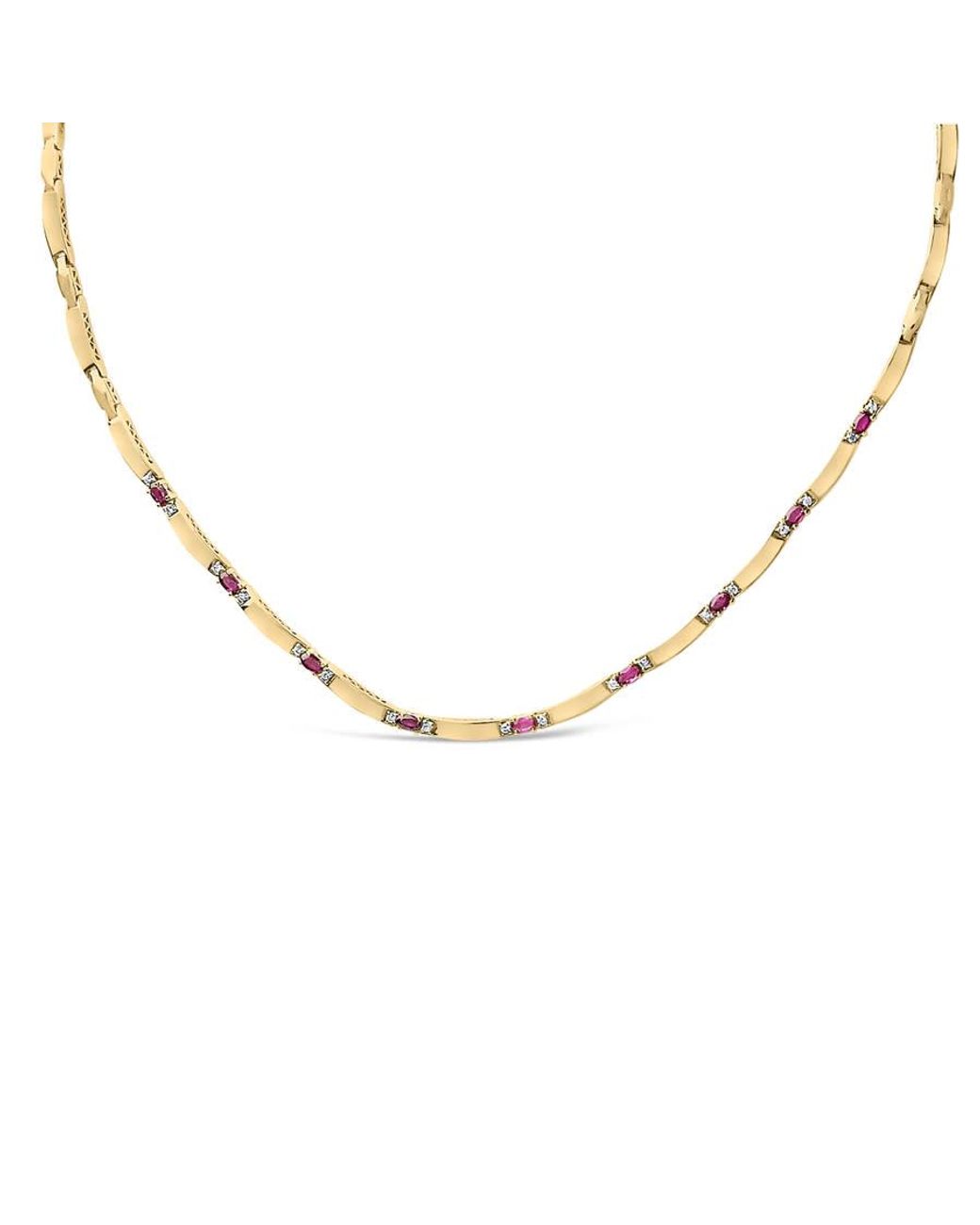 Haus of Brilliance Metallic 14K Ruby And 3/8 Cttw Diamond Alternating Link Necklace for men