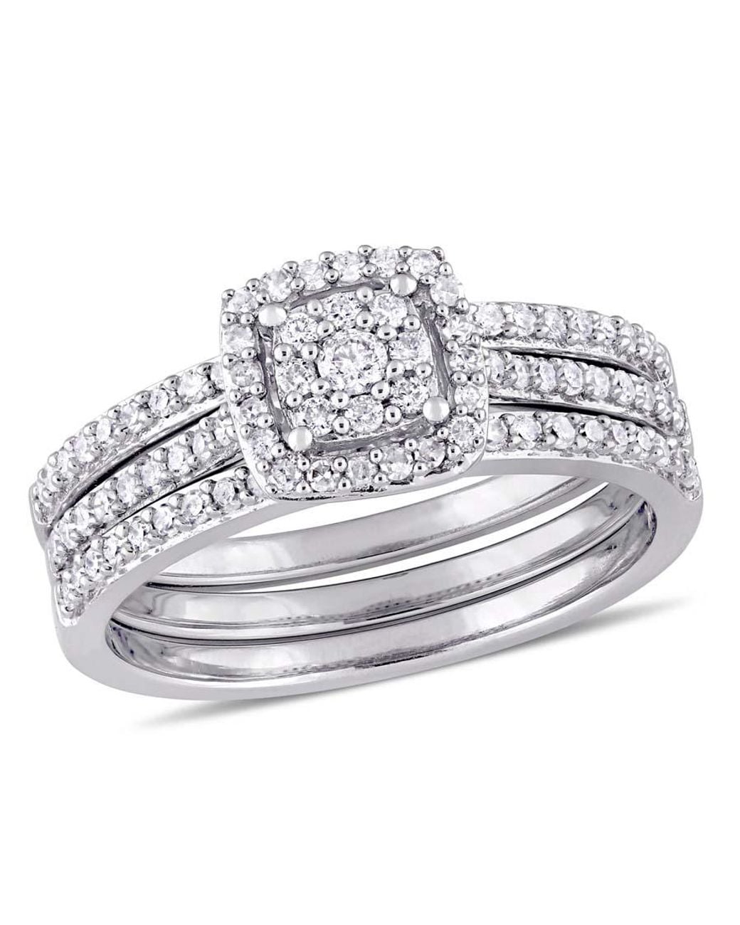Amour Metallic 1/2 Ct Tw Diamond Cluster 3-Piece Bridal Set for men