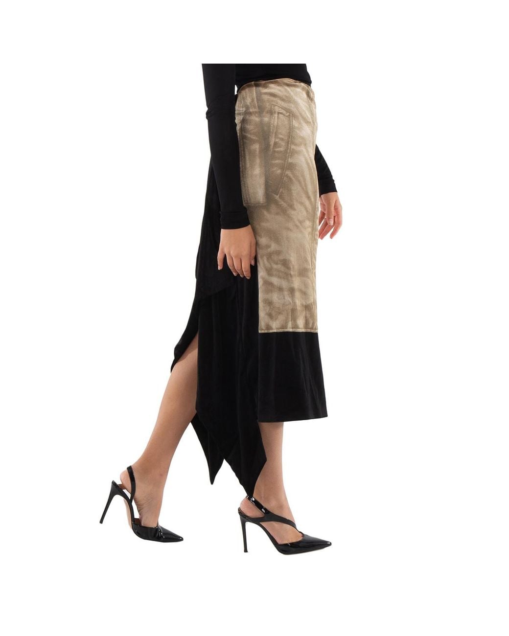Loewe Black Trompe Loeil Midi Skirt, Brand Size 38