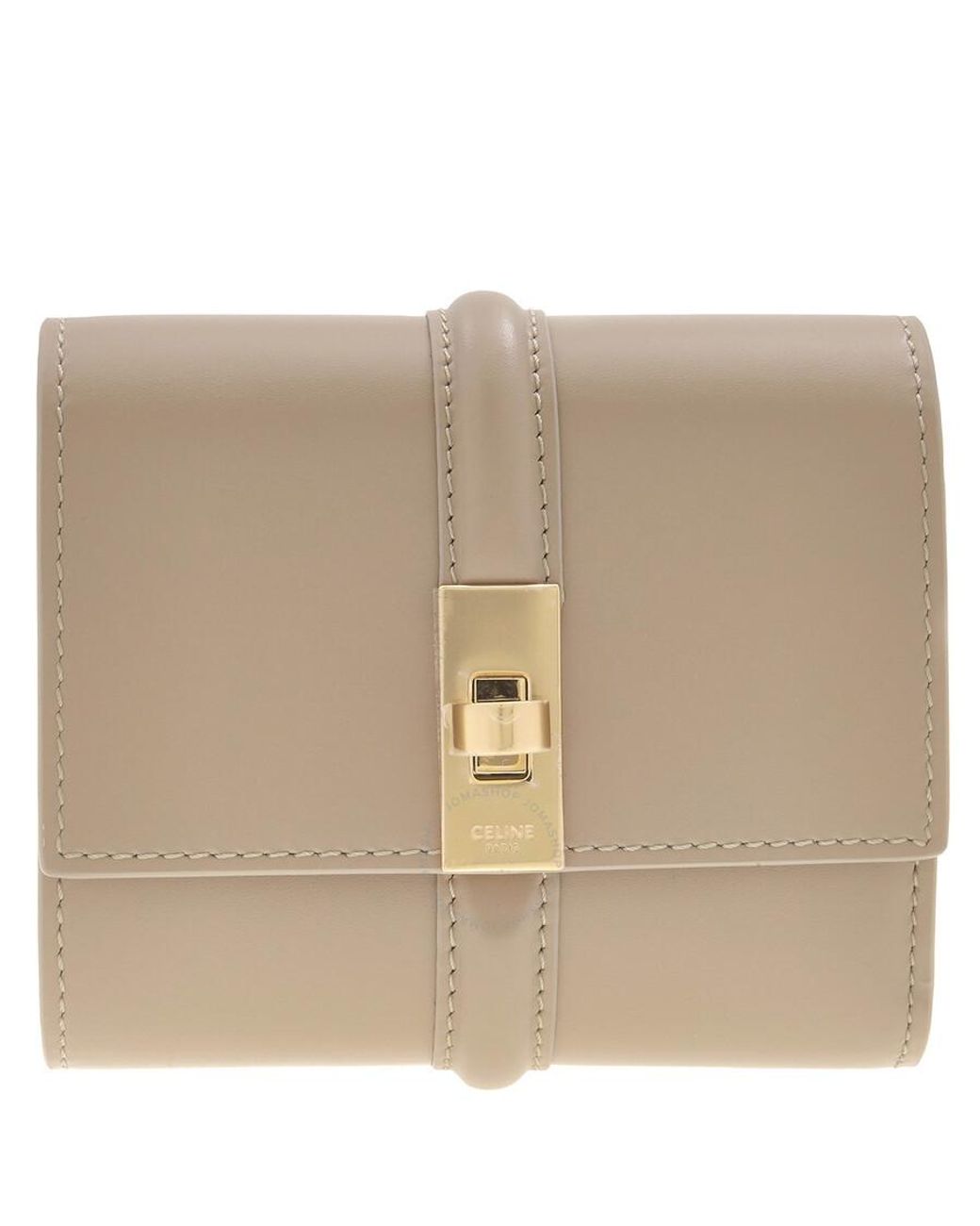 【CELINE】SMALL TRIFOLD WALLET Small Trifold wallet 16 IN Satinated Calfskin - BLACK | CELINE