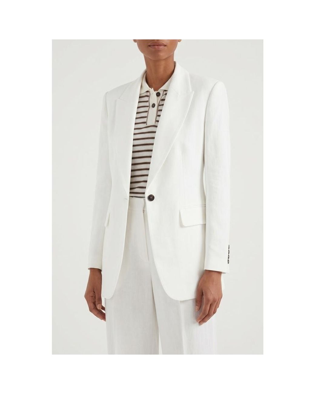 Brunello Cucinelli White Natural Linen Blend Tailored Blazer, Brand Size 40 (Us for men